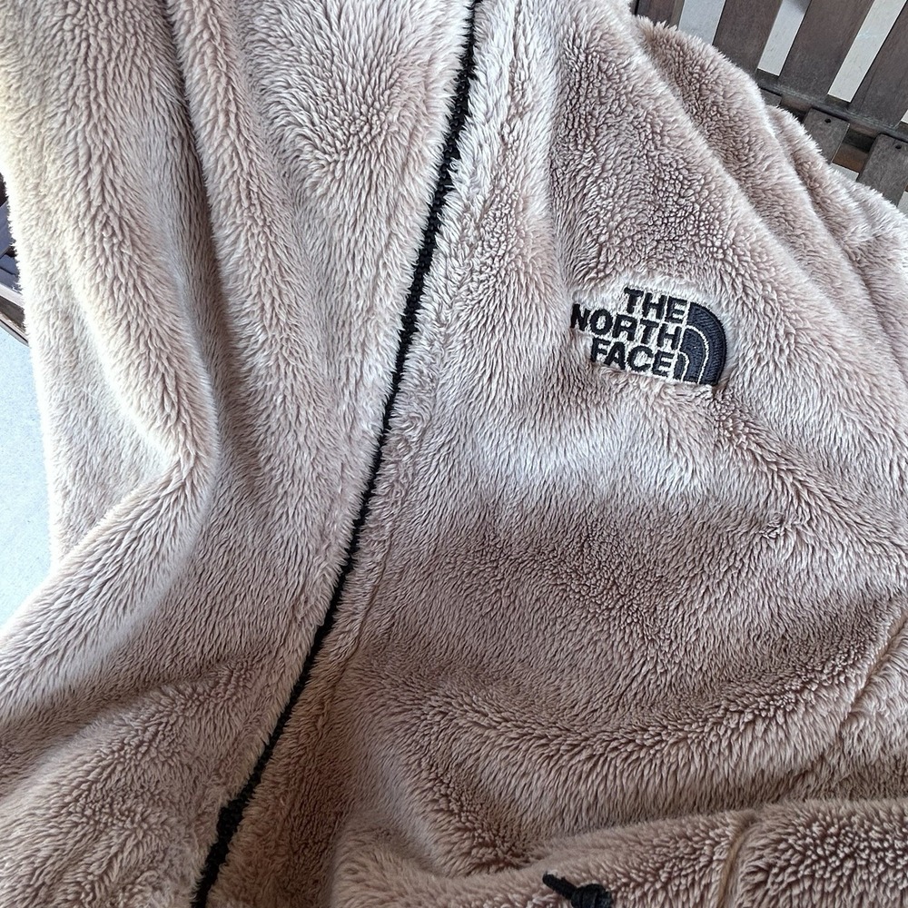 North Face Jacket Osito XL Fleece Sandy Brown Womens Thumb holes Asymmetrical - Picture 12 of 14